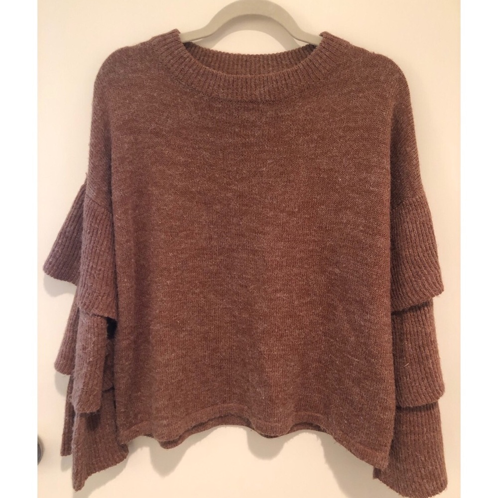 Light Brown Tiered Sleeve Top